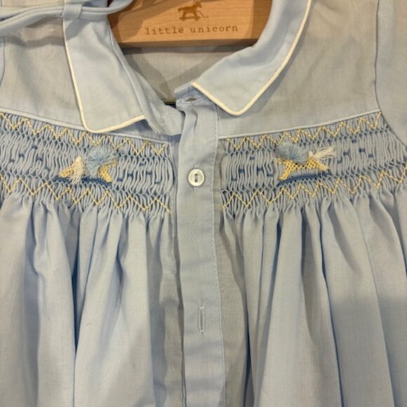 Feltman Brothers: Rocking Horse Smocked Take Me Home Gown with Bonnet (Newborn) - Picture 2 of 4